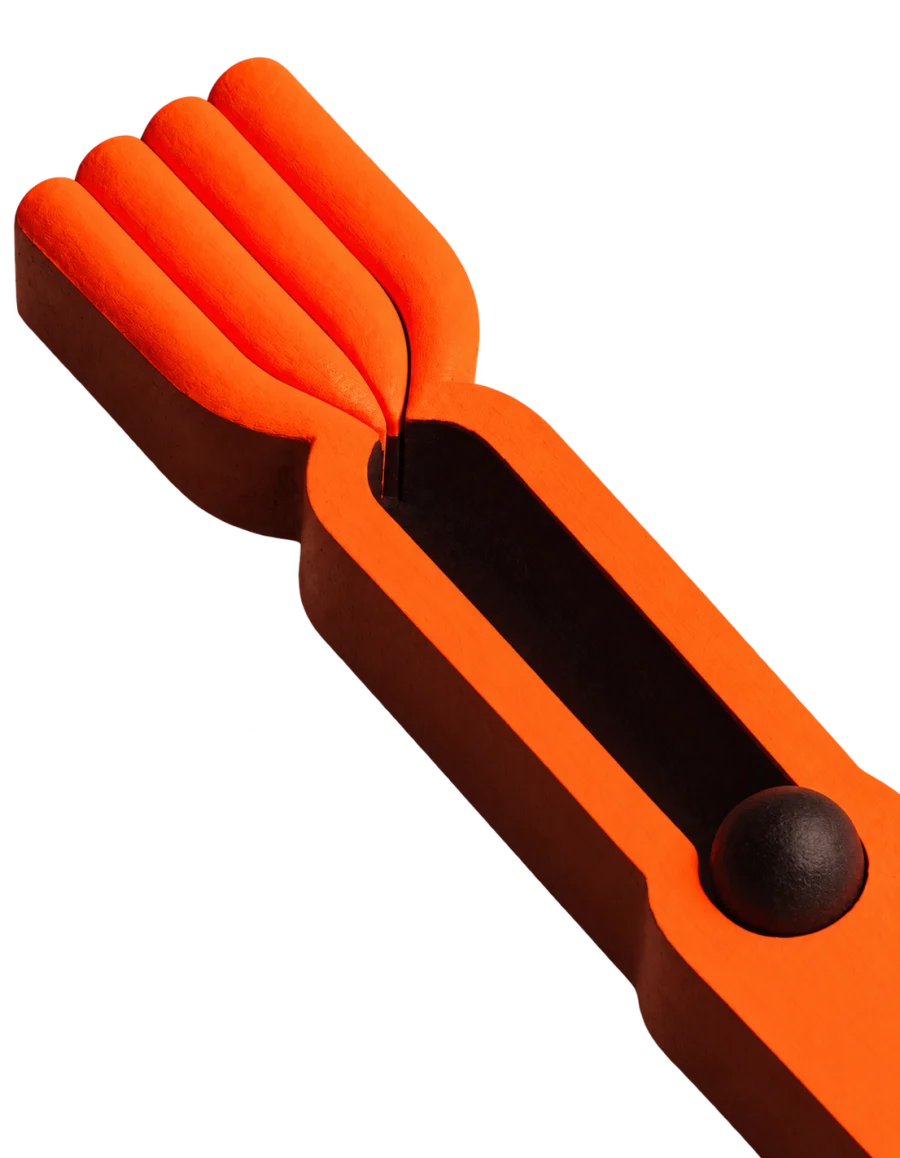 Orange lanes moving through a bottleneck