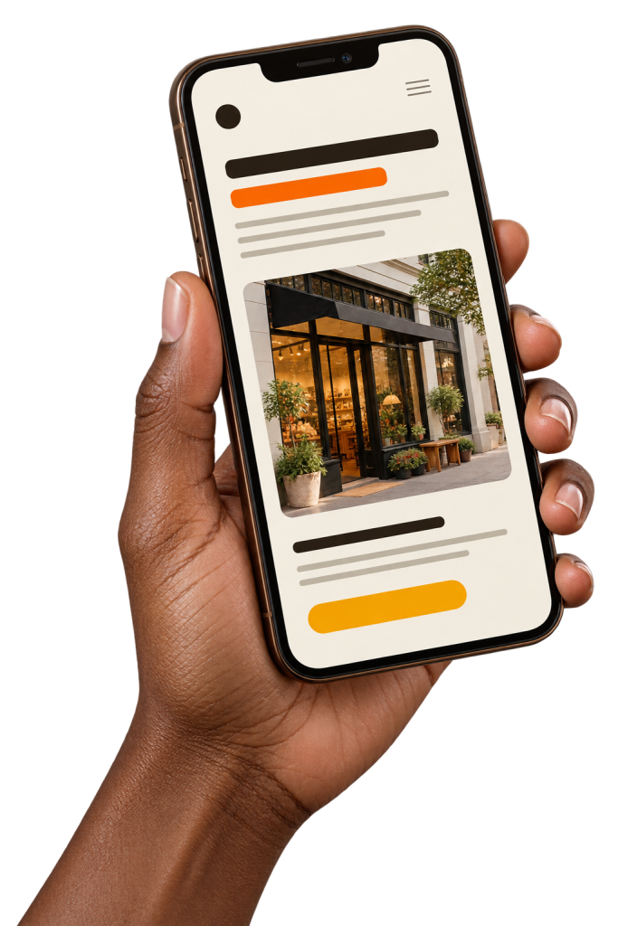 Illustrative small-business website on a phone