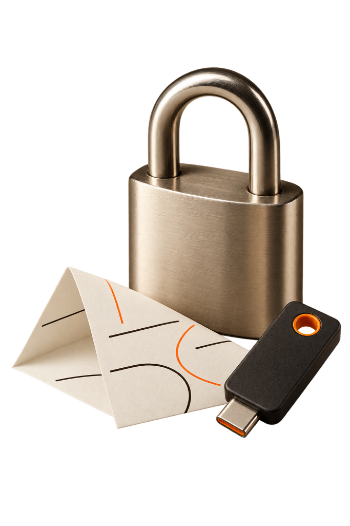 Illustrative padlock and hardware security key